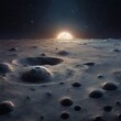 sunrise over the moon in a space