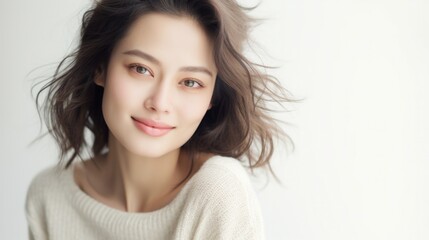 Wall Mural - Beauty concept portrait of young Asian woman with soft highlights