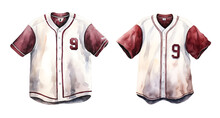 Baseball Uniform, Watercolor Clipart Illustration With Isolated Background.