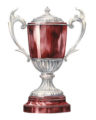 Trophy, watercolor clipart illustration with isolated background.