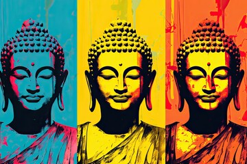 Wall Mural - Popart Buddha art painting