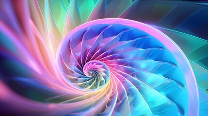Wall Mural - shining iridescent fractal bright vortex spiral. (generative ai).