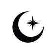 © Moonhonor - Moon and stars vector icon on background. Flat Moon Icon. Night symbol. Vector illustration. EPS10.