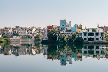 Sticker - waterfront view of pichola lake in udaipur, india