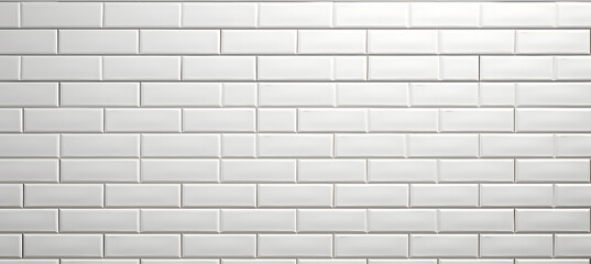  White ceramic rectangle mosaic tile geometric pattern. Classic white  brick tile 