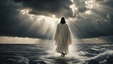 Fototapeta  - Biblical concept: Jesus traverses stormy sea on foot