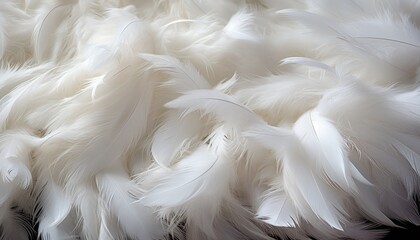 Wall Mural - Intricate white feather texture background detailed digital art of large bird feathers
