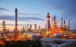 © piai - Close up Industrial view at oil refinery plant form industry zone with sunrise and cloudy sky