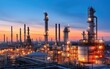 © piai - Close up Industrial view at oil refinery plant form industry zone with sunrise and cloudy sky