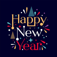 Wall Mural - Happy new year typography text. Vector Illustration
