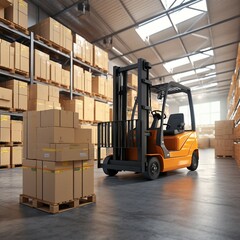 Wall Mural - forklift in warehouse