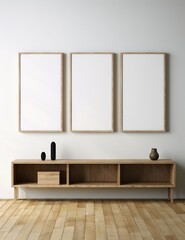 Wall Mural - Poster mockup, poster in the room, frame on the wall, blank billboard in the room, empty room with white wall and floor