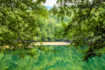 Wall Mural - Lake hidden in the forest. Turkey Bolu Yedigoller. Outdoors lake view