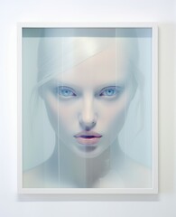 Wall Mural - Poster mockup, poster in the room, frame on the wall, blank billboard in the room, portrait of a person