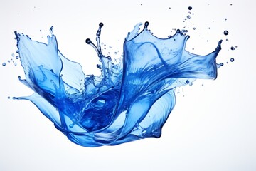 Wall Mural - Blue water splash isolated on white background, perfect for design with clear edges and visible fins