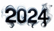 2024 text made in smoke on pure white background