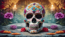 Day Of The Dead Colorful Skull: A Celebration Of Mexican Culture Dia De Los Muertos