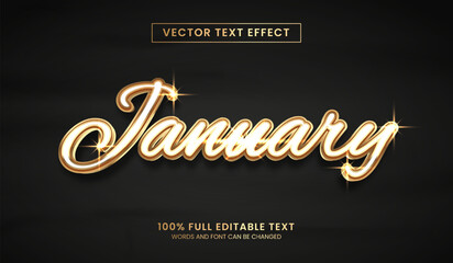 Wall Mural - design editable text effect, january text vector illustration