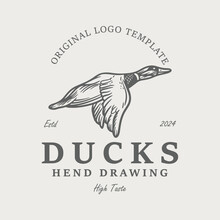 Duck Logo Template Emblem, Vintage Duck Logo Design