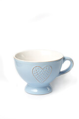 Beautiful blue mug on a white background