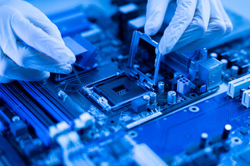 a pcb motherboard of computer. cpu  socket for  processor chip