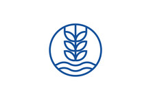Wheat Grain Farming Field Logo Design Line Style, Nature Organic Icon Symbol.