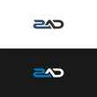 ZAD logo. Z A D design. White ZAD letter. ZAD, Z A D letter logo design. Initial letter ZAD linked circle uppercase monogram logo R letter logo vector design. 