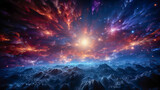 Fototapeta Kosmos - background of the universe with a red and blue nebula