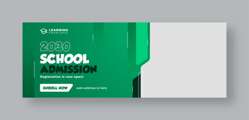 Wall Mural - school admission social media facebook cover, education, back to school promotion web banner templat