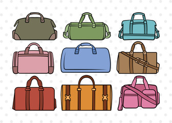 Wall Mural - Duffel Bag SVG, Duffel Bag Clipart, Bag Svg, Travel Bag Svg, Vacation Bag Svg, Duffel Bag Bundle