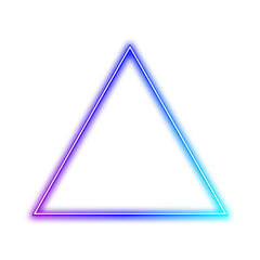 triangle glowing in the dark, purple blue neon light. flaming triangle frame design. neon lights shi