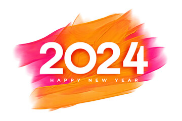 Wall Mural - 2024 new year eve greeting background with brush stroke effect