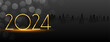 golden 2024 new year dark banner with text space and bokeh effect