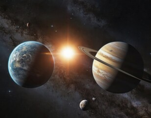 Wall Mural - Solar system in space, planets