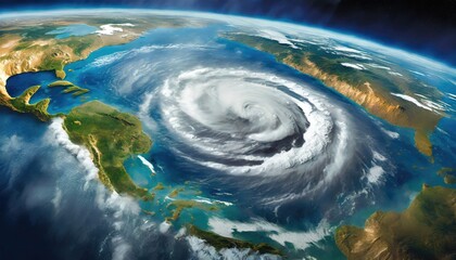 Wall Mural - A view of the hurricane on the earth from space.