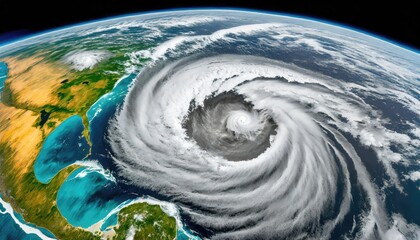 Wall Mural - A view of the hurricane on the earth from space.