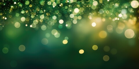 Blurred view of festive lights on green background. Bokeh effect