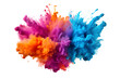 explosion of colored powder on white background. Generative AI.
