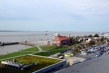 Sticker - Panorama at the Port of Bremerhaven at the North Sea