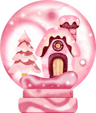 Pink Christmas Snow Globe