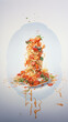 illustration of levitating pasta,  watercolor illustration