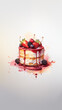 illustration of cake with berries  water color white background