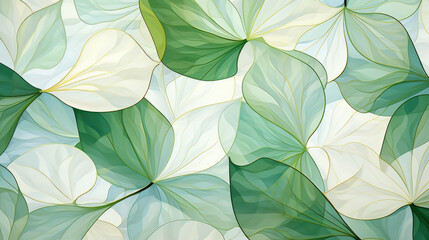 Wall Mural - Stained glass window background with colorful Leaf abstract.	