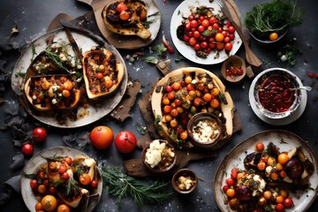 Festive vegetarian winter barbecue