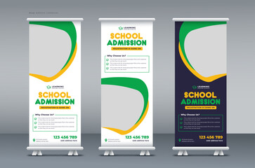 school admission roll up banner, back to school, education roll up banner, pull up banner, or x bann