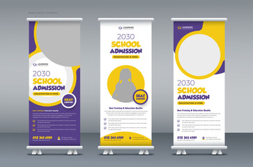 Wall Mural - school admission roll up banner, back to school, education roll up banner, pull up banner, or x banner print template