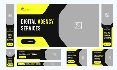 Wall Mural - Customizable vector digital agency web bundle banner design, social media banner, multipurpose web set banner design, editable vector eps 10 file format