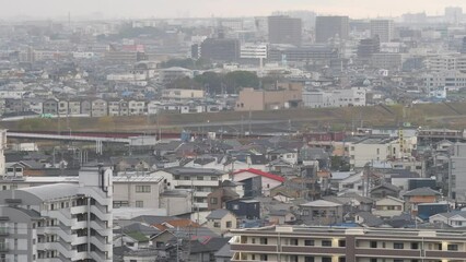 Wall Mural - 近鉄道明寺線の電車が走る柏原市の風景