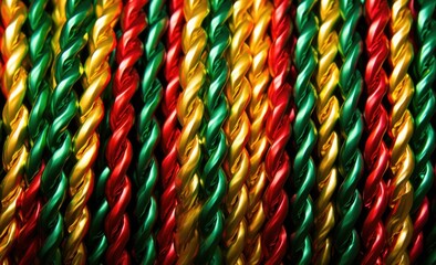 Poster - A close-up of vibrant, colorful wire strands in festive holiday colors, perfect for crafts and decorations. Generative AI.