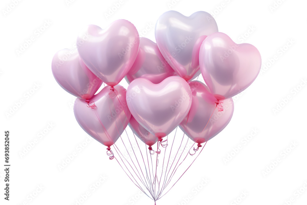 Pink heart shape balloons isolated on transparent background Stock ...